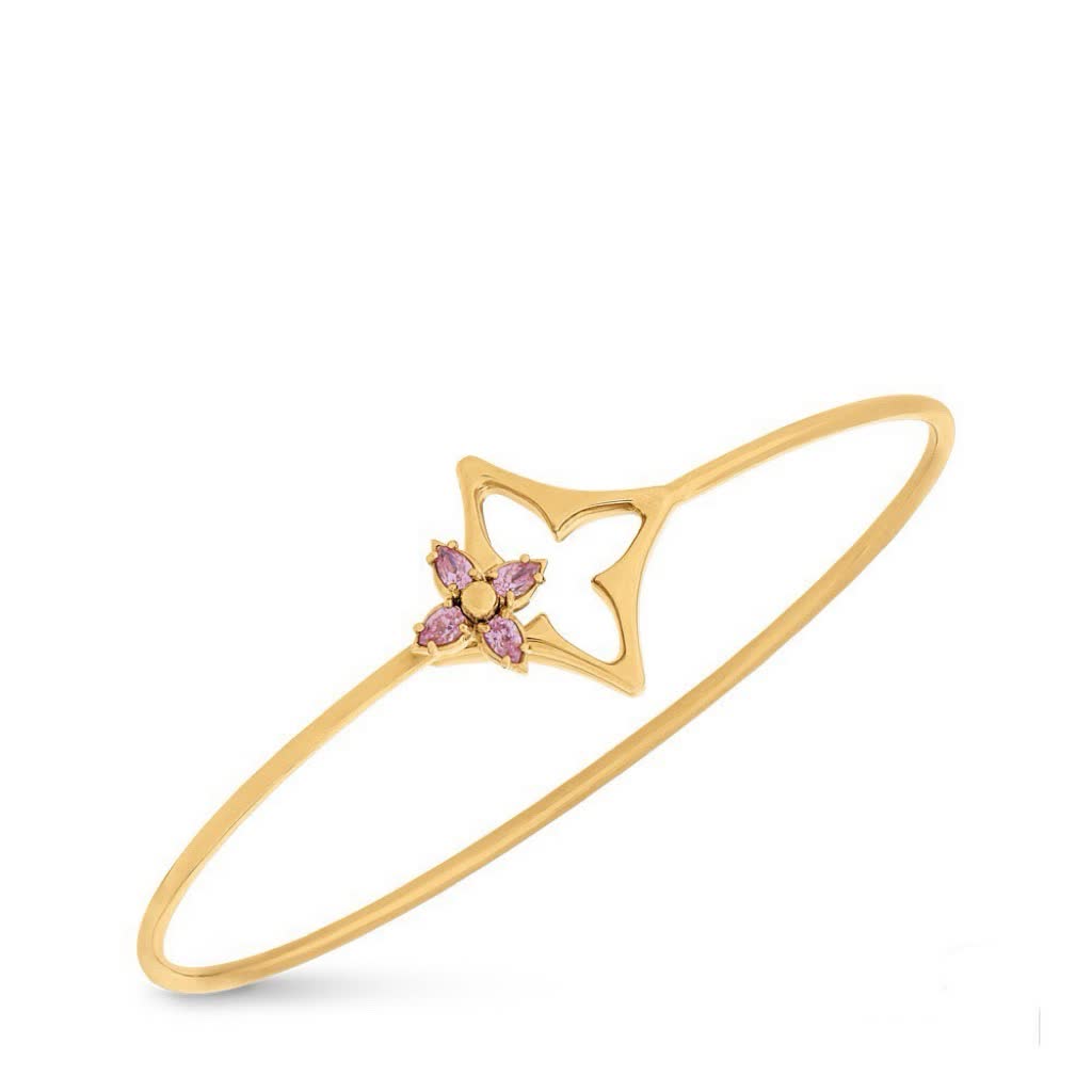 Louis Vuitton Gold Flower Bracelet with Pink Stones Louis Vuitton Gold Flower Bracelet with Pink Stones